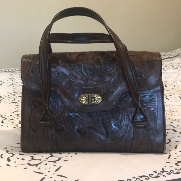 Handbags - Vintage tooled leather handbag